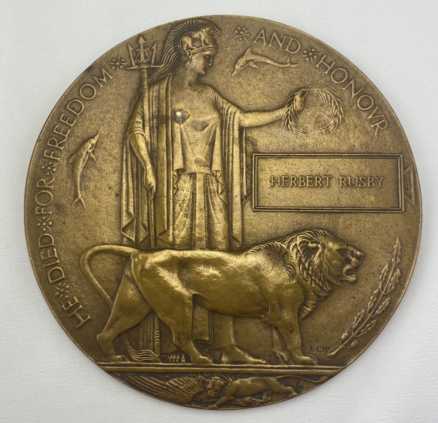 WW1 Death Plaque-HERBERT RUSBY | Time Militaria